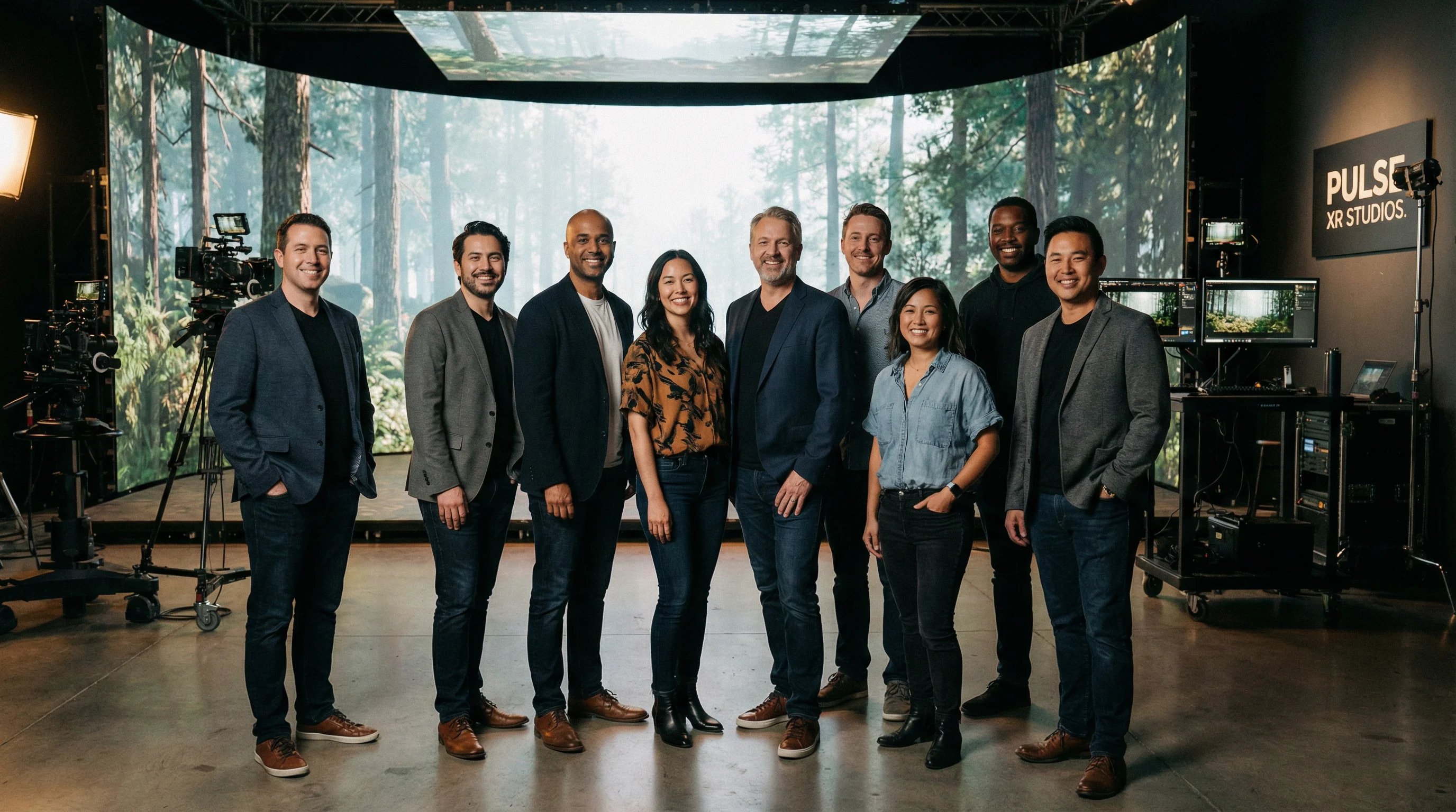 天美麻花星空影视大全虚拟制片技术团队合影